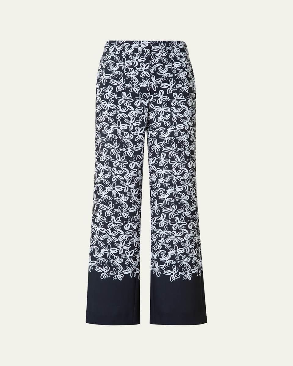 Marla Cropped Floral-Print Techno Crepe Pants
